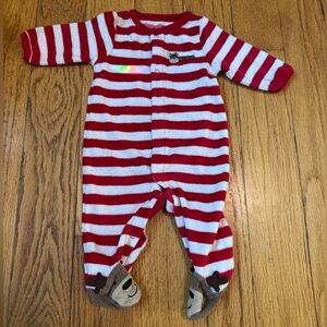 “My first Christmas” Red and White Striped baby One Piece